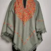 grey Cashmilon Poncho with Aari Embroidery