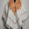 Aari Embroidery White Cashmilon Noorin Poncho