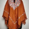 Aari Embroidery rustic orange Cashmilon Poncho