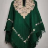 Dark green Cashmilon aari embroidered poncho