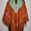 Brown Cashmilon aari embroidered poncho