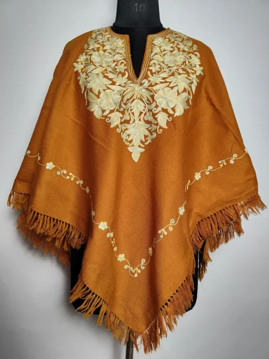 Cashmilon aari embroidered poncho