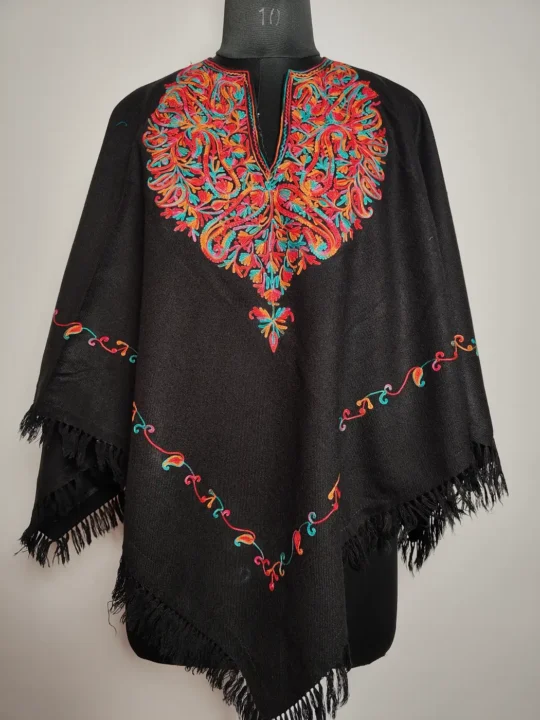 Cashmilon aari embroidered poncho