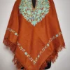 brown Cashmilon aari embroidered poncho