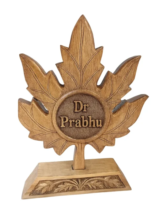 Customized Chinar Leaf in Walnut Wood | Perfect as a Gift or Decoration