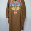 Mehr Original Poshish Tweed Aari Work Brown Pheran from Kashmir | 100% Pure Wool