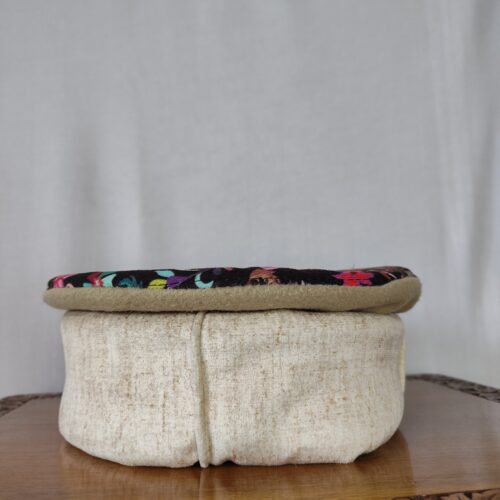 Purple and Mustard Velvet Pakol Cap with Border - Kani Print