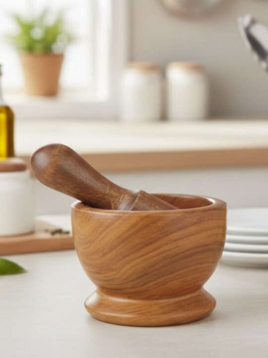 Walnut Wood Mortar & Pestle from Kashmir - Polished