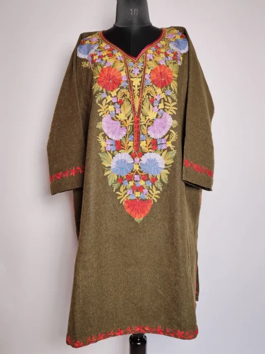 Kashmiri Poshish Tweed Aari Embroidery Pheran
