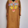 Mehr Poshish Bush Brown Tweed Aari Work Pheran from Kashmir