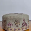 Beige Kashmiri Pure Pashmina Premium Hand Sozni Embroidered Cap