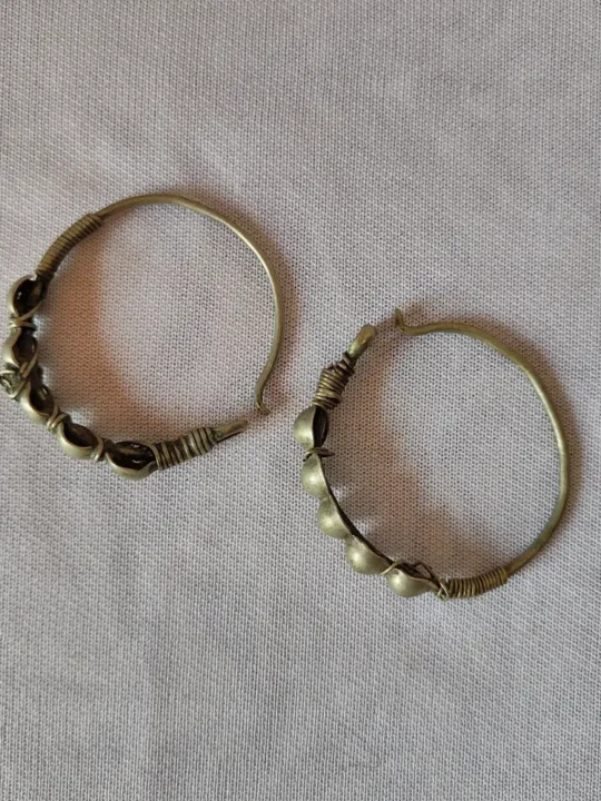 Kashmiri Silver Vintage Circular Earrings - Traditional Jewelry