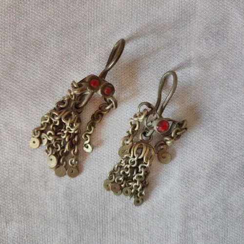 Traditional Silver Antique Kashmiri Earring with Timeless Pattern