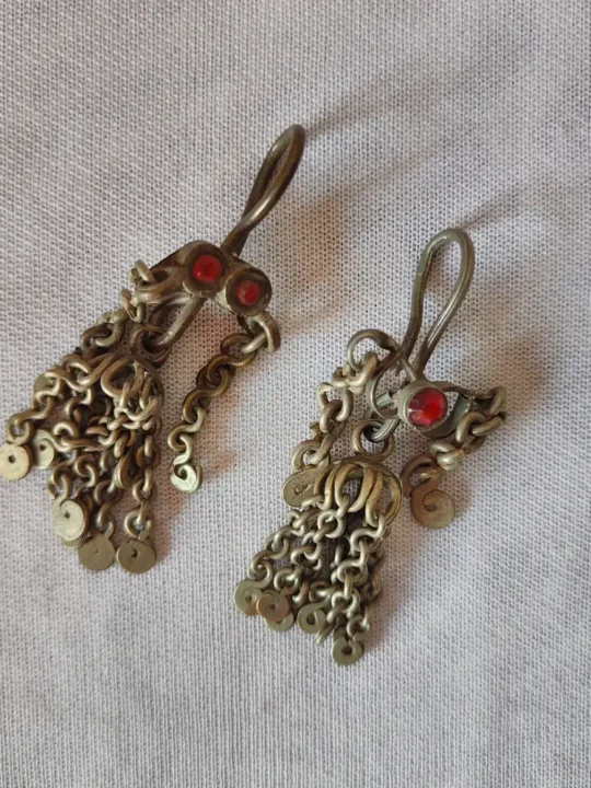 Traditional Silver Antique Kashmiri Earring with Timeless Pattern