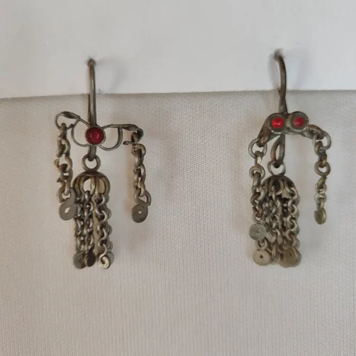 Traditional Silver Antique Kashmiri Earring with Timeless Pattern - Image 2