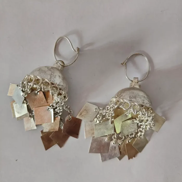 Silver Kashmiri Jhumka - Traditional Earrings - Image 2