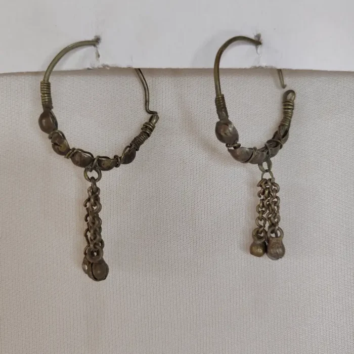 Antique Silver Kashmiri Circular Earrings - Traditional Craft - Image 2
