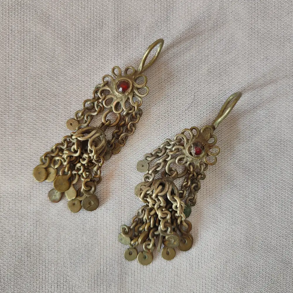 Silver Kashmiri Ornament – Antique Jhumka Earrings - Image 2