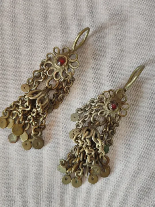 Vintage Traditional Kashmiri Earrings in Silver