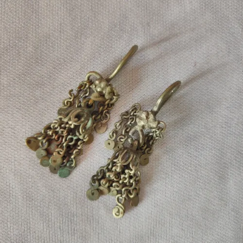 Vintage Traditional Kashmiri Earrings in Silver