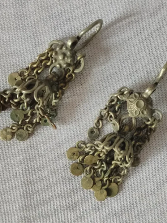 Vintage Traditional Kashmiri Earrings in Silver