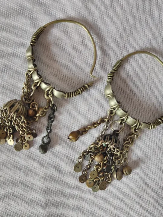 Vintage Traditional Kashmiri Earrings in Silver