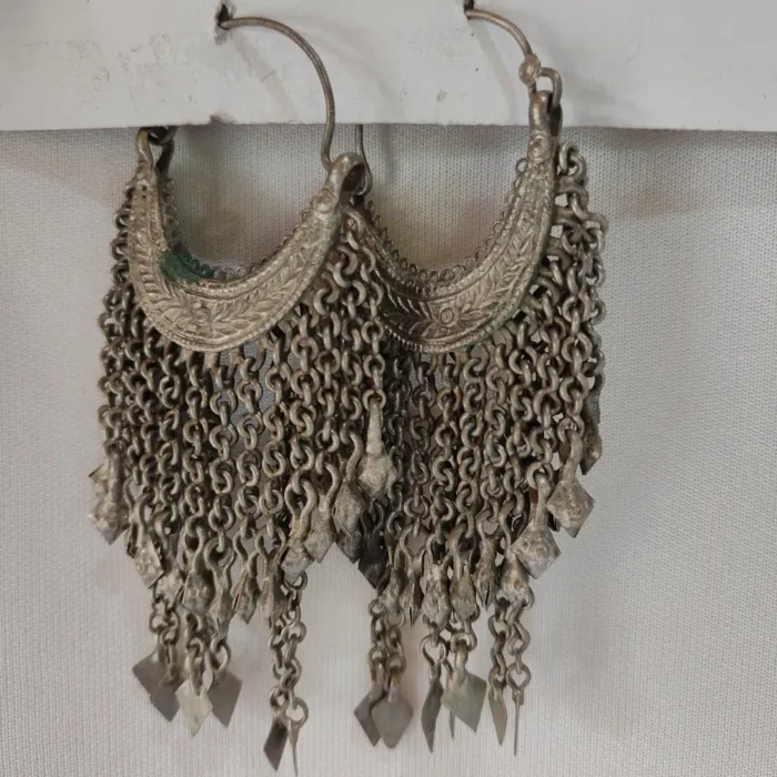 Vintage Silver Kashmiri Earrings - Traditional Craft - Image 2