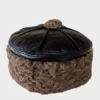 Brown Round Karakul Cap with Pure Leather Top | Six Panel Design