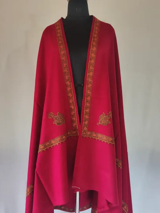 Cashmilon Sozni Embroidery Maroon Shawl for Men