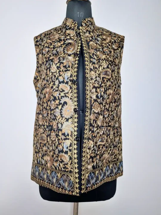Toosha Designer Black Nehru Jacket | Waist Coat with Kalamkari Aari Elegance