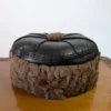 Brown Round Karakul Cap with Pure Leather Top | Six Panel Design