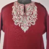 Maroon Cashmilon Aari Embroidery Girls Winter Pheran (L: 36)