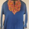 Girls Cashmilon Aari Embroidery Royal Blue Pheran (L: 36)