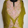Green Hinna Cashmilon Aari Embroidery Fancy Sleeve Pheran