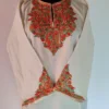 Roohi White Fancy Sleeve Pheran in Cashmilon with Aari Work