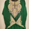 Dark Green Aari Embroidered Cashmilon Pheran with Fancy Sleeves