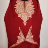 Aari Embroidered Maroon Cashmilon Fancy Sleeve Pheran