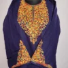 Cashmilon Dark Blue Fancy Sleeve Pheran with Aari Embroidery