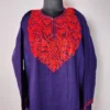 Dark Blue Women’s Cashmilon Pheran Highlighted with Aari Embroidery