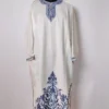 White Women’s Cashmilon Pheran Highlighted with Damaan Aari Embroidery