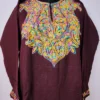 Wine Women’s Pheran in Cashmilon Featuring Aari Embroidery