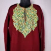 Aari Embroidered Pheran in Maroon Cashmilon