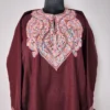 Wine Women’s Pheran in Cashmilon Featuring Aari Embroidery