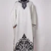 Cashmilon white Border Aari Work Winter Pheran