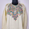 Cream Cashmilon Pheran with Aari Embroidery