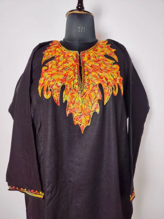 Black Cashmilon Aari Work Women Pheran
