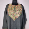 Dark grey Cashmilon Women Pheran with Aari Embroidery