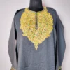Dark Grey Cashmilon Aari Embroidered Pheran