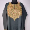 dark Grey Cashmilon Winter Pheran with Aari Work