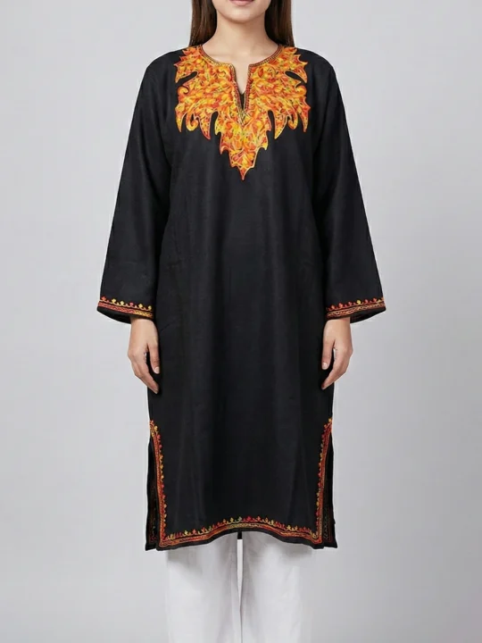 Tahira Cashmilon Black Aari Embroidery Pheran